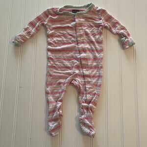 KicKee Pants Footie Pajamas Sleeper Bamboo Striped Pink Baby Girls 0/3 Months